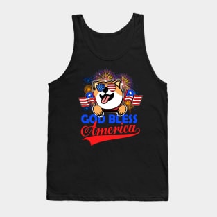 God Bless America 4th Of July Firework Dog Unisex Tank Top